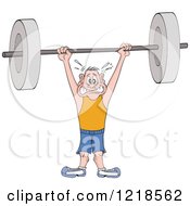 Man Struggling To Hold A Heavy Barbell Above His Head
