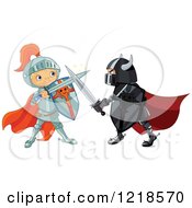 Good And Evil Knight Battling With Swords