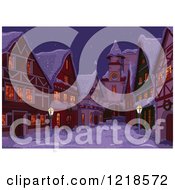 Poster, Art Print Of Christmas Vilage On A Winter Night
