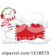 Poster, Art Print Of Happy Christmas Snowman With A Sign