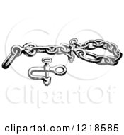 Clipart Of A Black And White Bear Chain Clevis And Bolt For A Trap Royalty Free Vector Illustration