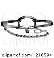 Clipart Of A Black And White Steel Animal Trap For Beaver Royalty Free Vector Illustration