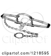 Clipart Of A Black And White Steel Animal Trap For Otter Royalty Free Vector Illustration