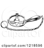 Clipart Of A Black And White Steel Animal Trap For Otters Royalty Free Vector Illustration