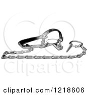 Clipart Of A Black And White Steel Animal Trap For Gophers Royalty Free Vector Illustration