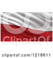 3d Waving Flag Of Poland With Rippled Fabric