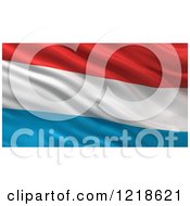 Poster, Art Print Of 3d Waving Flag Of Luxembourg With Rippled Fabric