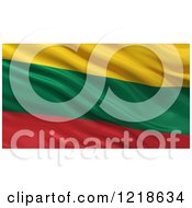 Poster, Art Print Of 3d Waving Flag Of Lithuania With Rippled Fabric