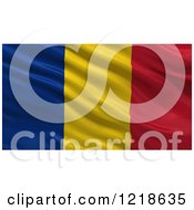 Poster, Art Print Of 3d Waving Flag Of Romania With Rippled Fabric