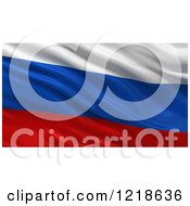 Poster, Art Print Of 3d Waving Flag Of Russia With Rippled Fabric