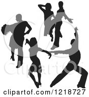 Poster, Art Print Of Black Silhouetted Latin Dance Couples 5