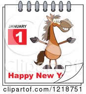 Poster, Art Print Of Calendar Page With A Horse And Happy New Year Greeting