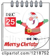 Poster, Art Print Of Calendar Page With A Happy Santa And A Merry Christmas Greeting