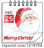 Poster, Art Print Of Calendar Page With Santa And A Merry Christmas Greeting