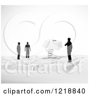 Clipart Of A 3d Qustion Mark Computer Button Popping Out Around Tiny People Royalty Free Illustration by Mopic