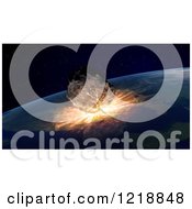 Poster, Art Print Of 3d Asteroid Colliding Into Earth