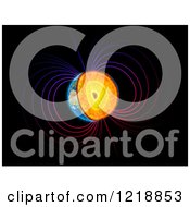 Clipart Of A 3d Earth With Visible Iron Core And Magnetosphere Royalty Free Illustration