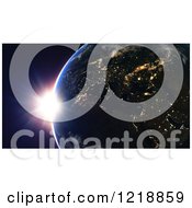 Clipart Of A 3d Earth With Europe And Sunrise Royalty Free Illustration