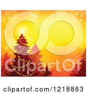 Poster, Art Print Of Background With A Christmas Tree Flares On Orange