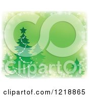 Poster, Art Print Of Green Background With A Christmas Tree And Faded Borders