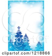 Poster, Art Print Of Blue Border With A Christmas Tree And Flares