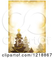 Poster, Art Print Of Golden Border With A Christmas Tree And Flares