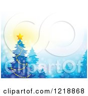 Poster, Art Print Of Background With A Christmas Tree And Glowing Star
