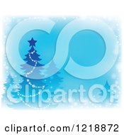 Poster, Art Print Of Blue Background With A Christmas Tree And Faded Borders