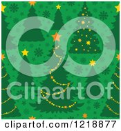 Seamless Christmas Pattern With Trees On Green