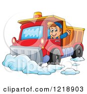 Happy Snow Plow Driver Waving