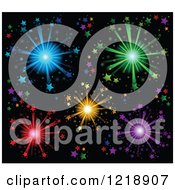 Poster, Art Print Of Colorful Stars And Fireworks Background