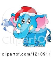Poster, Art Print Of Cute Christmas Elephant Squirting Water