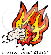Cartoon Of A Fist Punching A Flame Royalty Free Vector Illustration