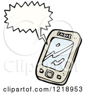 Cartoon Of A Speaking Cell Phone Royalty Free Vector Illustration by lineartestpilot