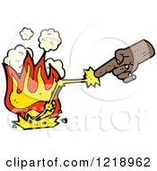 Cartoon Of A Finger Starting A Flame Royalty Free Vector Illustration by lineartestpilot