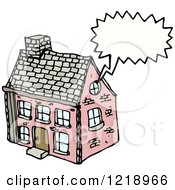 Cartoon Of A Speaking House Royalty Free Vector Illustration by lineartestpilot