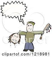 Cartoon Of A Man Carrying A Decapitated Head Speaking Royalty Free Vector Illustration