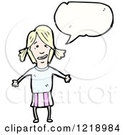 Cartoon Of A Blonde Girl Speaking Royalty Free Vector Illustration