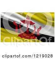 Poster, Art Print Of 3d Waving Flag Of Brunei With Rippled Fabric
