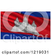 Clipart Of A 3d Waving Flag Of Cambodia With Rippled Fabric Royalty Free Illustration