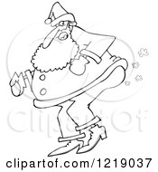 Clipart Of An Outlined Santa Farting Royalty Free Vector Illustration