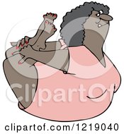 Clipart Of A Flexible Black Woman In A Rock Belly Stretch Pose Royalty Free Vector Illustration by djart