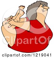 Clipart Of A Flexible White Woman In A Rock Belly Stretch Pose Royalty Free Vector Illustration