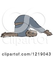 Clipart Of A Black Man Stretching With His Feet Over His Head Royalty Free Vector Illustration