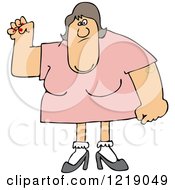 Clipart Of A Tough White Woman With Lots Of Upper Body Strength Royalty Free Vector Illustration
