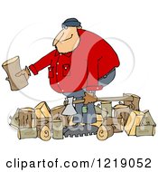 Clipart Of A Logger Lumberjack Man With Logs Royalty Free Vector Illustration