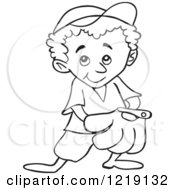 Poster, Art Print Of Outlined Baseball Kid With His Hand In His Glove