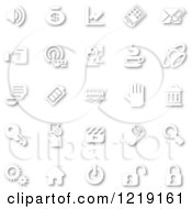 Clipart Of White Minimalist Icons With Shadows 4 Royalty Free Vector Illustration