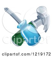 Clipart Of A Crossed Screwdriver And Hammer Royalty Free Vector Illustration