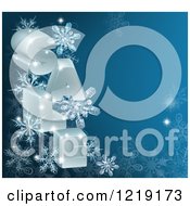 Clipart Of 3d SALE Letters And Snowflakes On Blue Royalty Free Vector Illustration